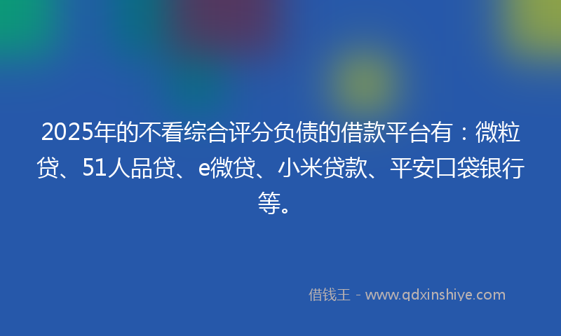 2025年的不看综合评分负债的借款平台有：微粒贷、51人品贷、e微贷、小米贷款、平安口袋银行等。