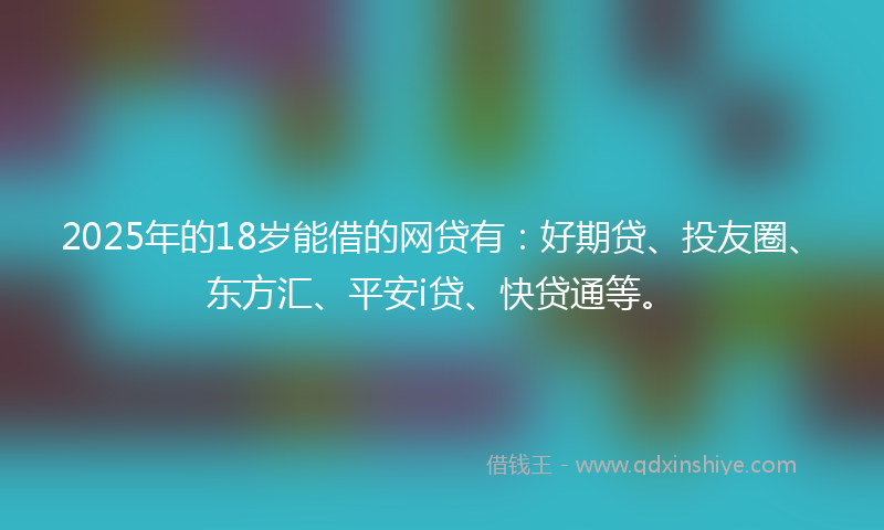 2025年的18岁能借的网贷有：好期贷、投友圈、东方汇、平安i贷、快贷通等。