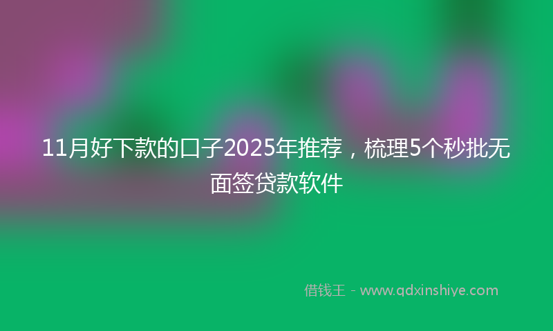 11月好下款的口子2025年推荐，梳理5个秒批无面签贷款软件