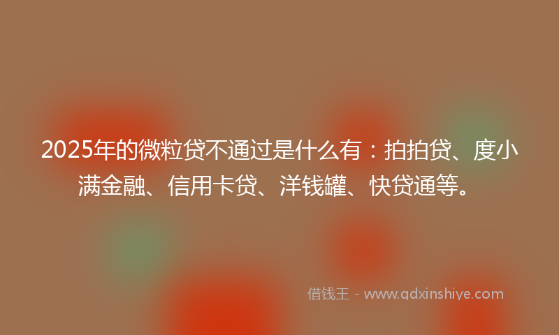 2025年的微粒贷不通过是什么有：拍拍贷、度小满金融、信用卡贷、洋钱罐、快贷通等。