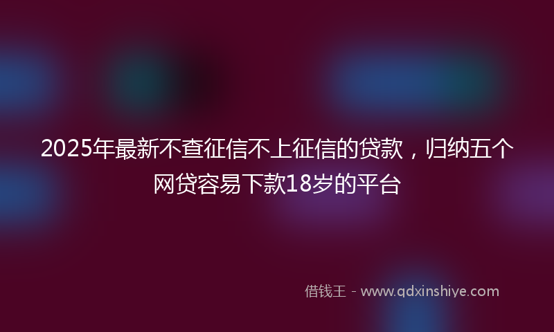 2025年最新不查征信不上征信的贷款，归纳五个网贷容易下款18岁的平台