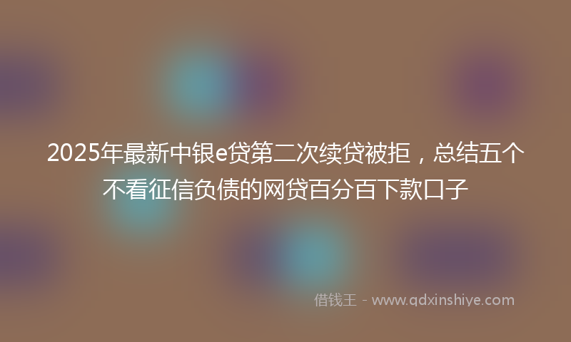 2025年最新中银e贷第二次续贷被拒，总结五个不看征信负债的网贷百分百下款口子