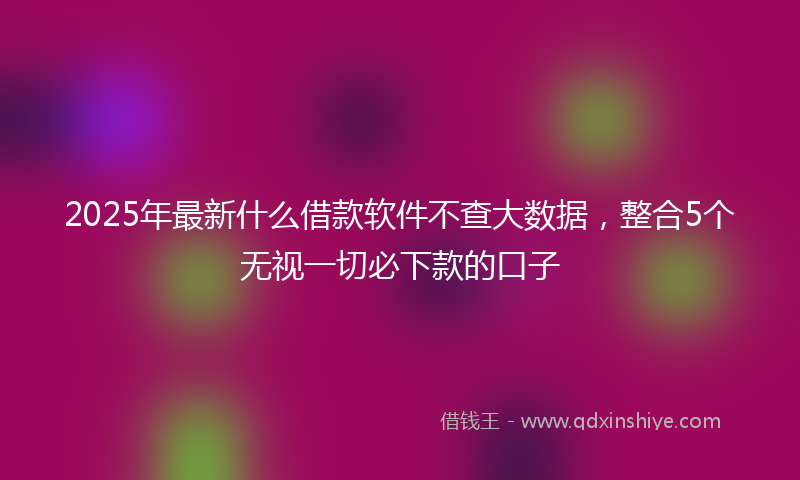 2025年最新什么借款软件不查大数据，整合5个无视一切必下款的口子