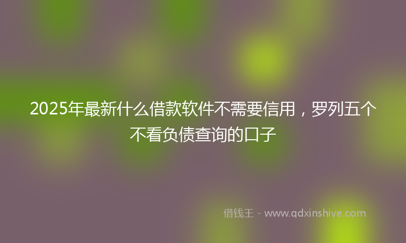 2025年最新什么借款软件不需要信用，罗列五个不看负债查询的口子
