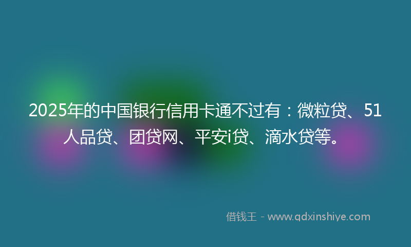 2025年的中国银行信用卡通不过有：微粒贷、51人品贷、团贷网、平安i贷、滴水贷等。