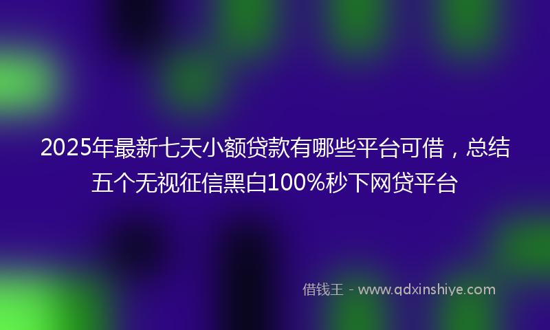 2025年最新七天小额贷款有哪些平台可借，总结五个无视征信黑白100%秒下网贷平台