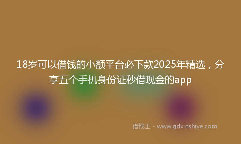 18岁可以借钱的小额平台必下款2025年精选，分享五个手机身份证秒借现金的app