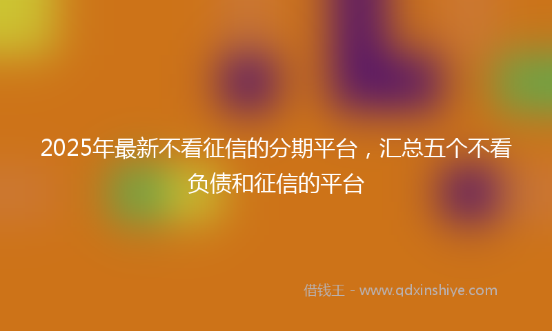 2025年最新不看征信的分期平台，汇总五个不看负债和征信的平台