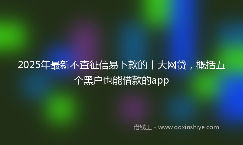 2025年最新不查征信易下款的十大网贷，概括五个黑户也能借款的app