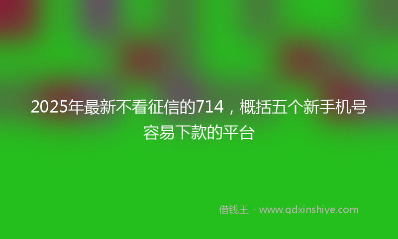 2025年最新不看征信的714，概括五个新手机号容易下款的平台