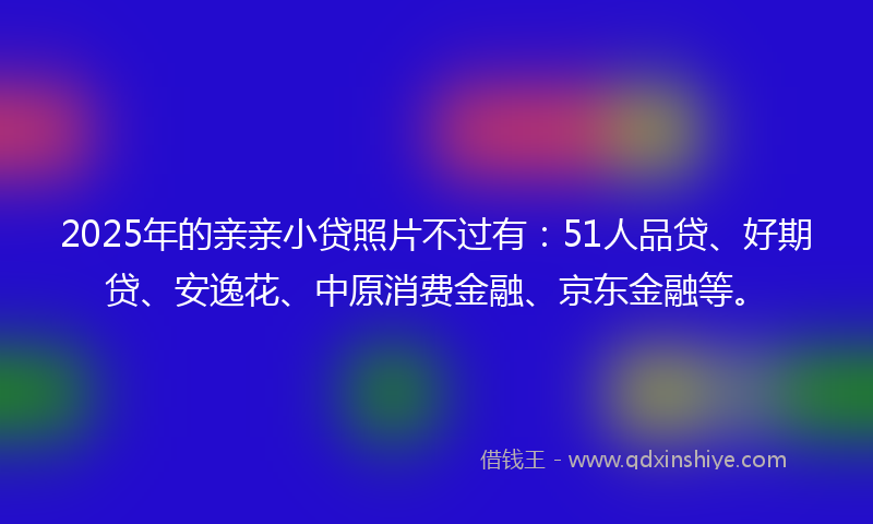 2025年的亲亲小贷照片不过有：51人品贷、好期贷、安逸花、中原消费金融、京东金融等。