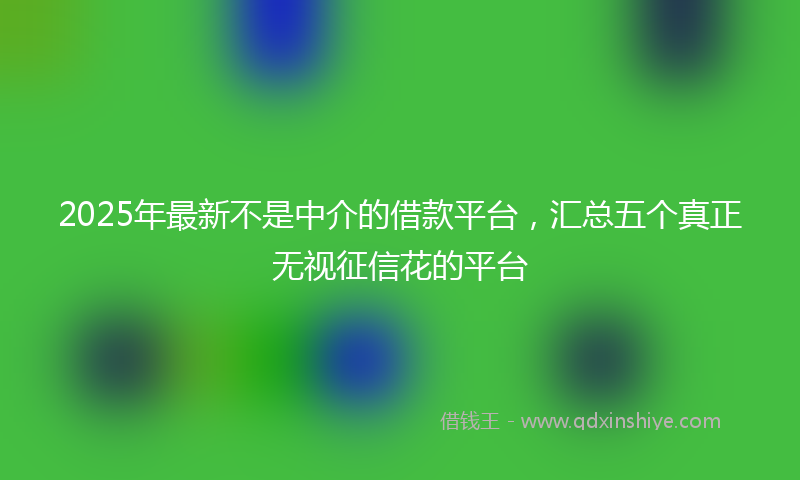 2025年最新不是中介的借款平台，汇总五个真正无视征信花的平台