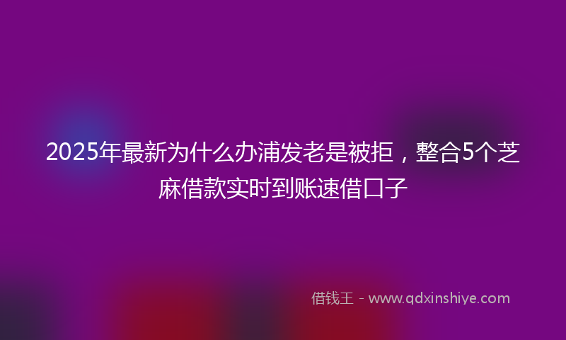 2025年最新为什么办浦发老是被拒，整合5个芝麻借款实时到账速借口子