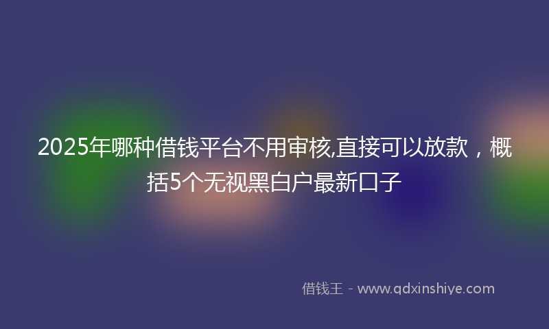 2025年哪种借钱平台不用审核,直接可以放款，概括5个无视黑白户最新口子