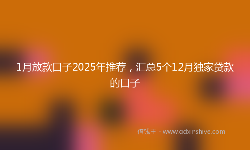 1月放款口子2025年推荐，汇总5个12月独家贷款的口子