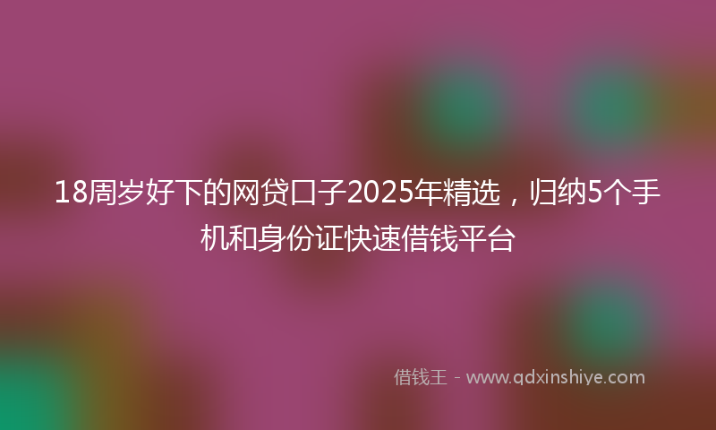 18周岁好下的网贷口子2025年精选，归纳5个手机和身份证快速借钱平台