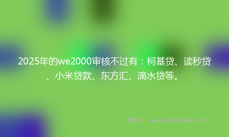 2025年的we2000审核不过有：柯基贷、读秒贷、小米贷款、东方汇、滴水贷等。