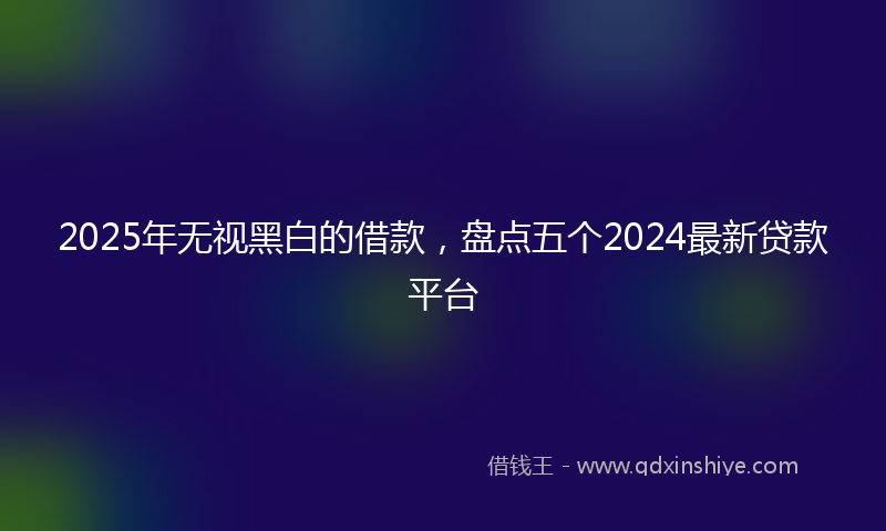 2025年无视黑白的借款，盘点五个2024最新贷款平台