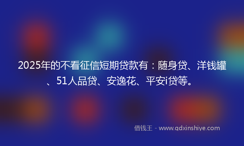 2025年的不看征信短期贷款有：随身贷、洋钱罐、51人品贷、安逸花、平安i贷等。