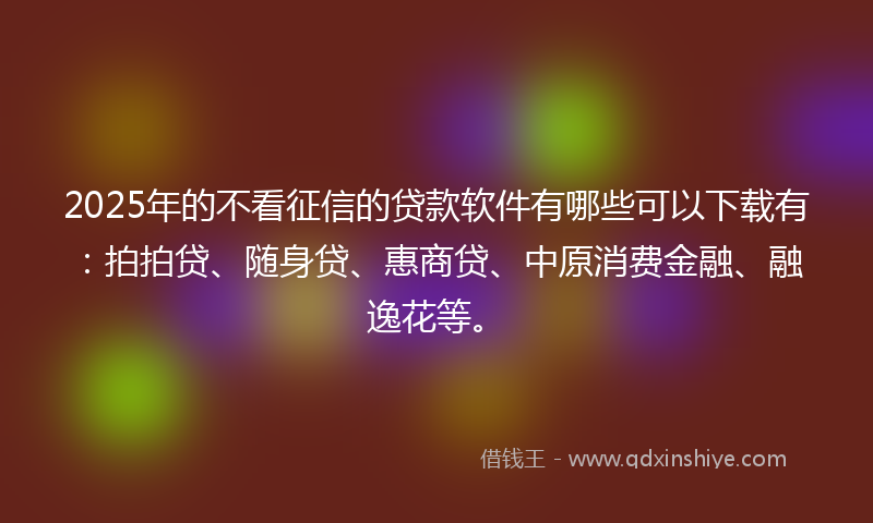 2025年的不看征信的贷款软件有哪些可以下载有：拍拍贷、随身贷、惠商贷、中原消费金融、融逸花等。