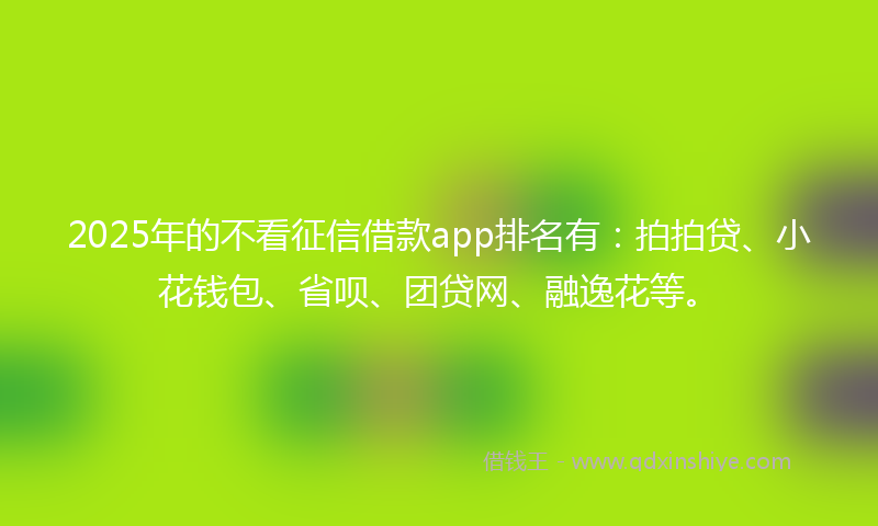 2025年的不看征信借款app排名有：拍拍贷、小花钱包、省呗、团贷网、融逸花等。
