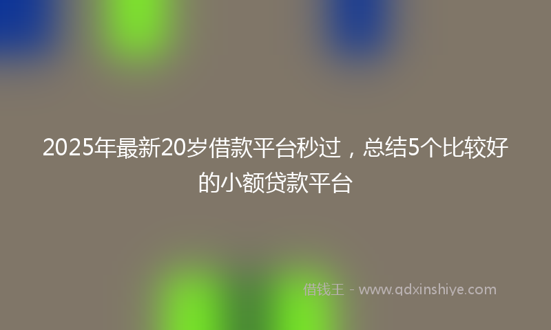 2025年最新20岁借款平台秒过，总结5个比较好的小额贷款平台