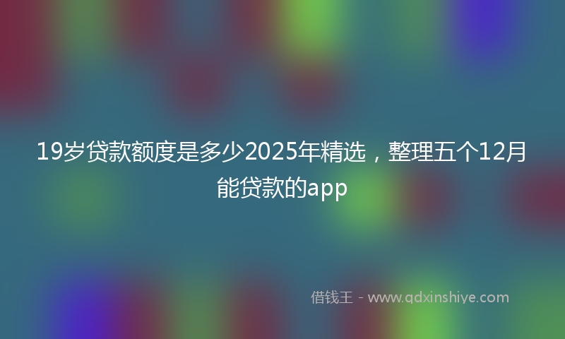 19岁贷款额度是多少2025年精选，整理五个12月能贷款的app