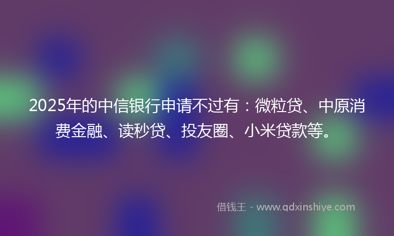 2025年的中信银行申请不过有：微粒贷、中原消费金融、读秒贷、投友圈、小米贷款等。