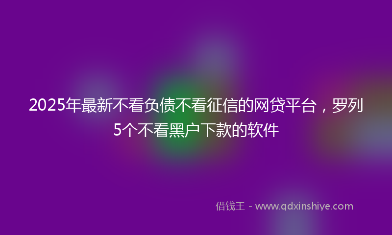 2025年最新不看负债不看征信的网贷平台，罗列5个不看黑户下款的软件