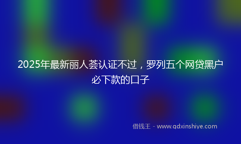 2025年最新丽人荟认证不过，罗列五个网贷黑户必下款的口子