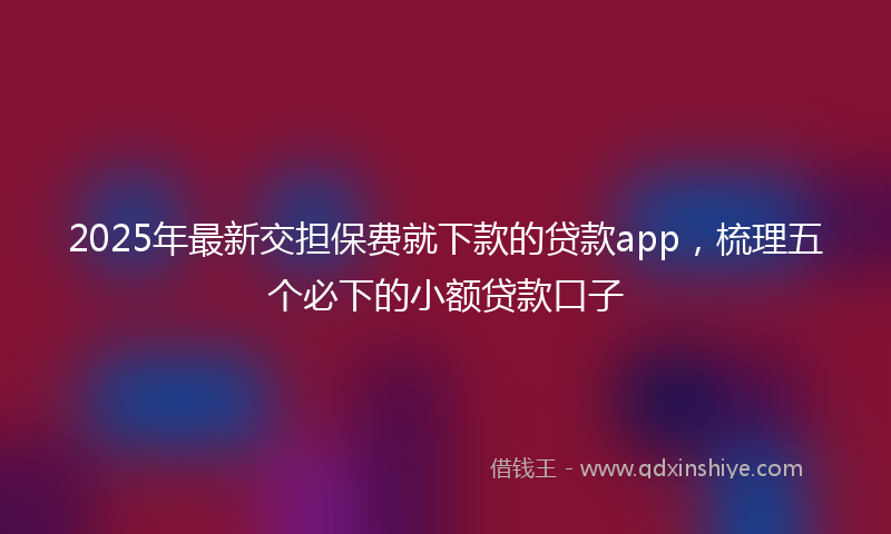 2025年最新交担保费就下款的贷款app，梳理五个必下的小额贷款口子