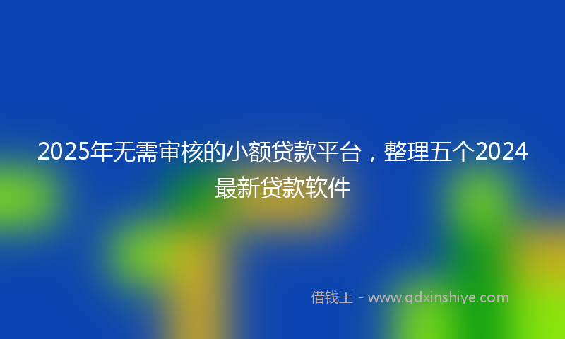 2025年无需审核的小额贷款平台，整理五个2024最新贷款软件