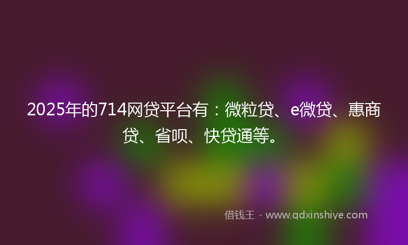 2025年的714网贷平台有：微粒贷、e微贷、惠商贷、省呗、快贷通等。