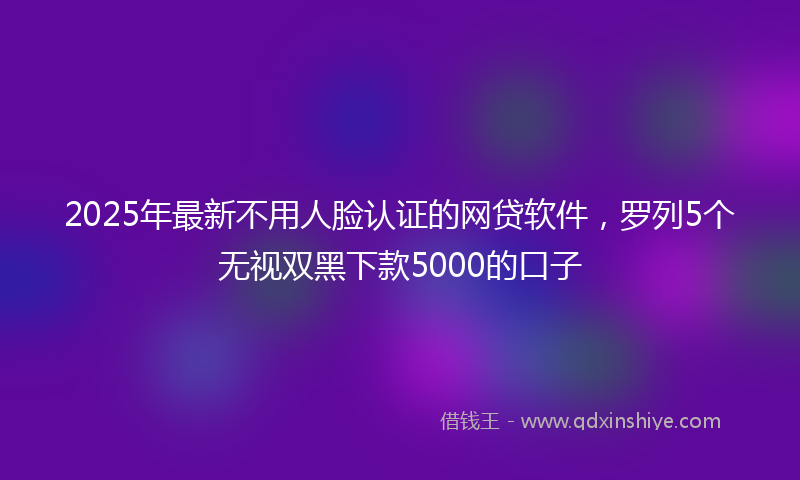 2025年最新不用人脸认证的网贷软件，罗列5个无视双黑下款5000的口子