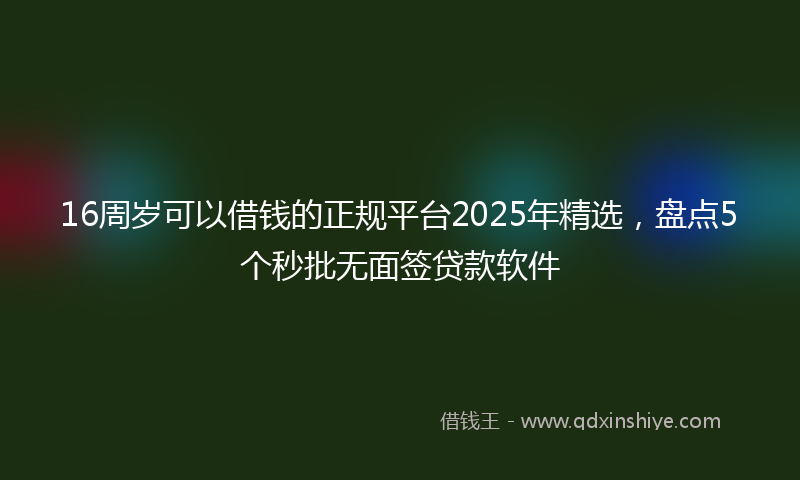 16周岁可以借钱的正规平台2025年精选，盘点5个秒批无面签贷款软件