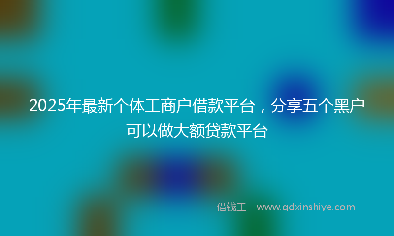 2025年最新个体工商户借款平台，分享五个黑户可以做大额贷款平台