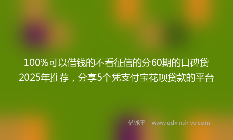 100%可以借钱的不看征信的分60期的口碑贷2025年推荐，分享5个凭支付宝花呗贷款的平台