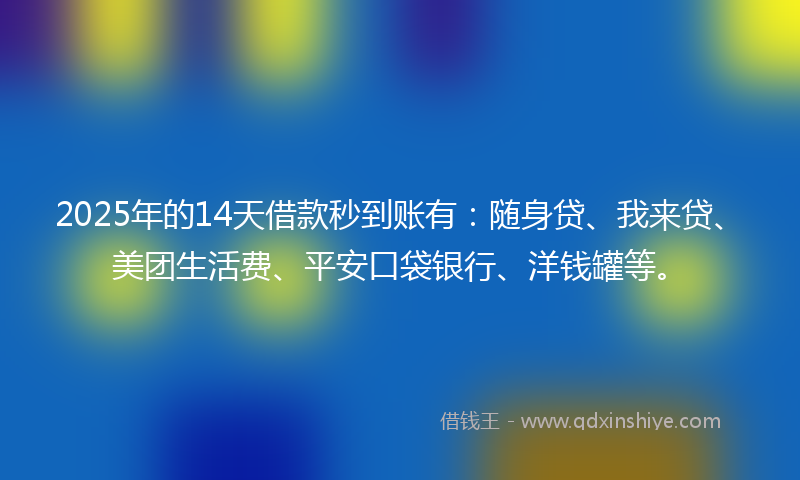 2025年的14天借款秒到账有：随身贷、我来贷、美团生活费、平安口袋银行、洋钱罐等。