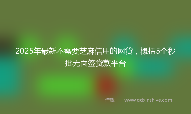 2025年最新不需要芝麻信用的网贷，概括5个秒批无面签贷款平台