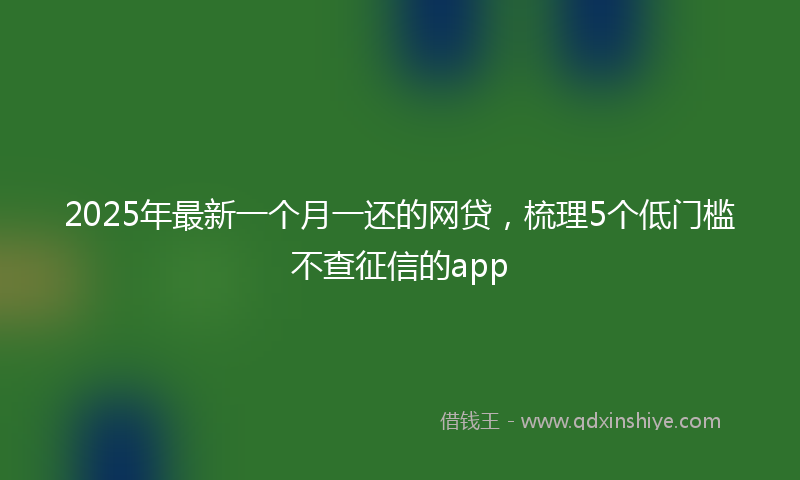 2025年最新一个月一还的网贷，梳理5个低门槛不查征信的app