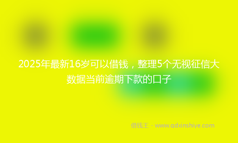 2025年最新16岁可以借钱，整理5个无视征信大数据当前逾期下款的口子