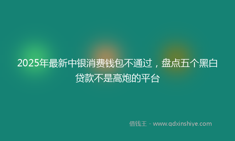 2025年最新中银消费钱包不通过，盘点五个黑白贷款不是高炮的平台