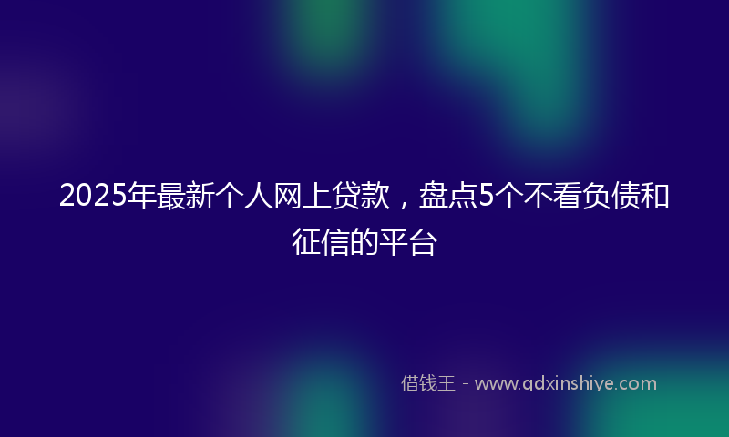 2025年最新个人网上贷款，盘点5个不看负债和征信的平台