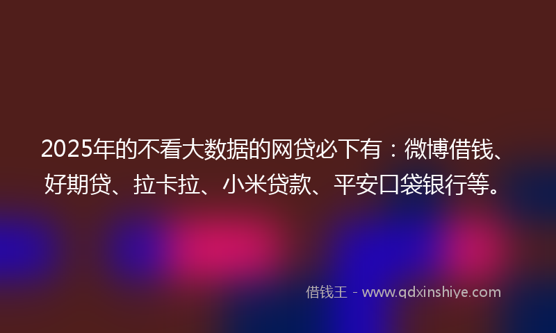 2025年的不看大数据的网贷必下有：微博借钱、好期贷、拉卡拉、小米贷款、平安口袋银行等。