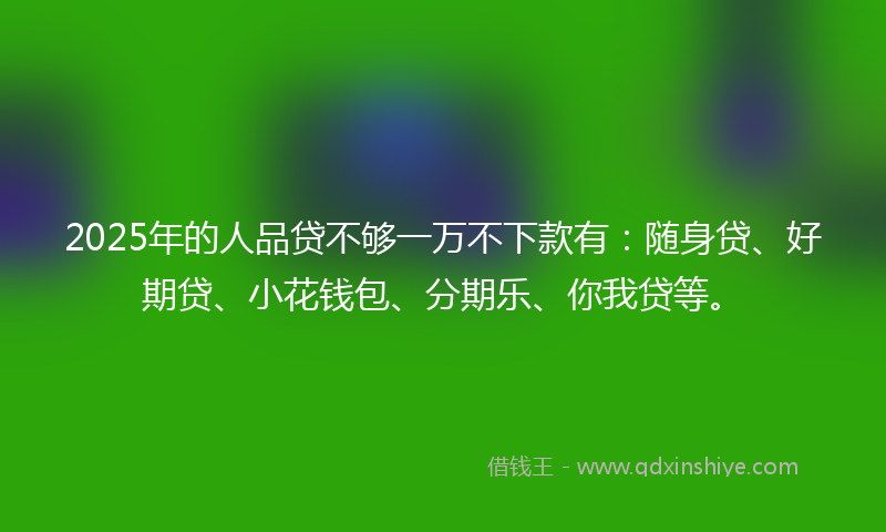 2025年的人品贷不够一万不下款有：随身贷、好期贷、小花钱包、分期乐、你我贷等。
