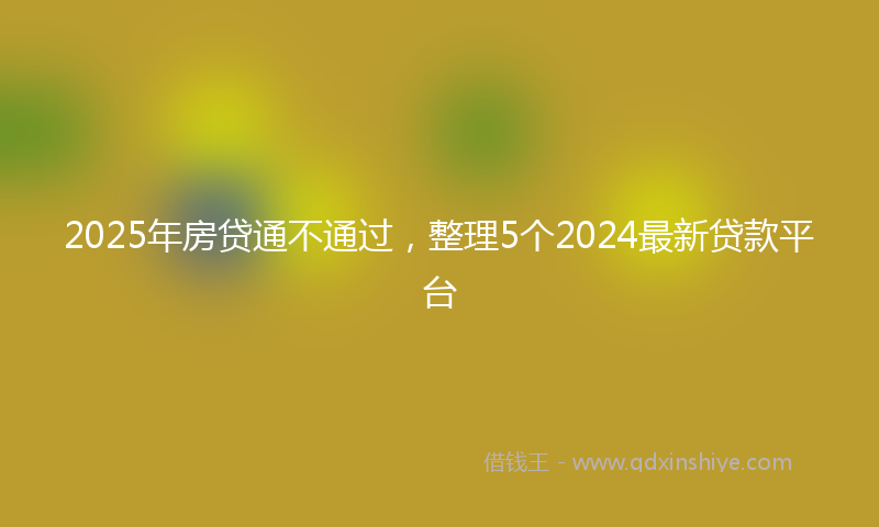 2025年房贷通不通过，整理5个2024最新贷款平台