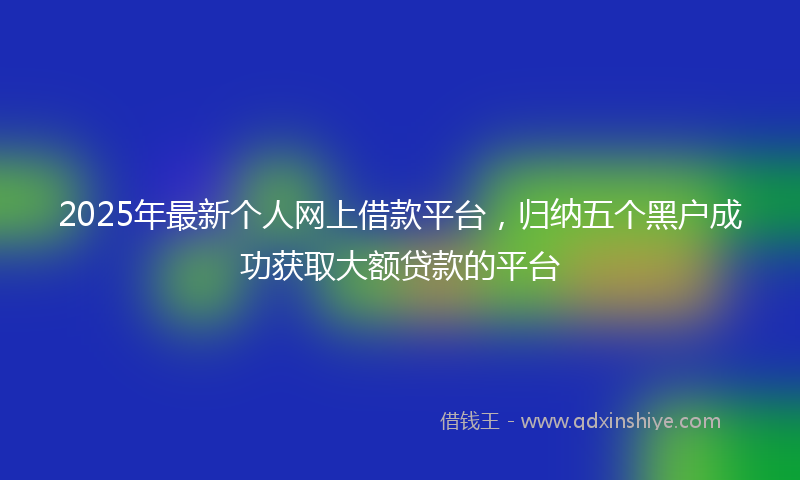 2025年最新个人网上借款平台，归纳五个黑户成功获取大额贷款的平台