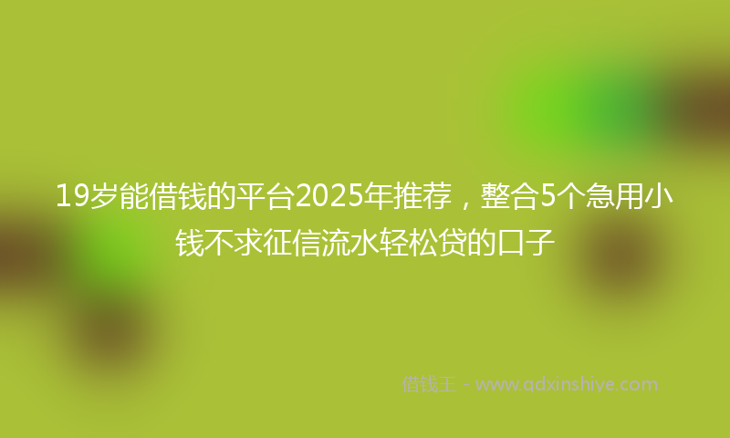 19岁能借钱的平台2025年推荐，整合5个急用小钱不求征信流水轻松贷的口子