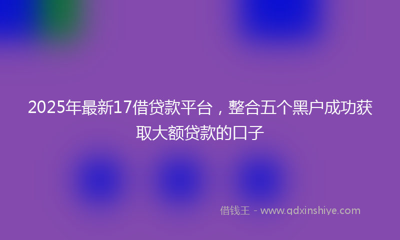 2025年最新17借贷款平台，整合五个黑户成功获取大额贷款的口子