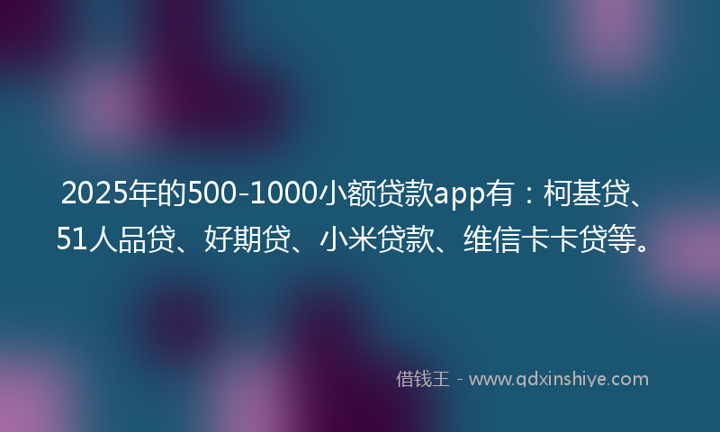 2025年的500-1000小额贷款app有：柯基贷、51人品贷、好期贷、小米贷款、维信卡卡贷等。